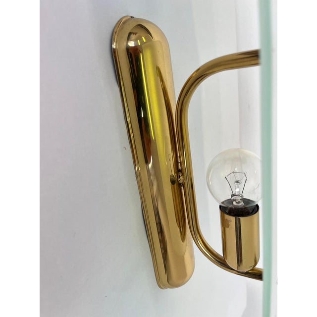 Mid-Century Brass and Glass Wall Lights, 1980s, Set of 2 For Sale - Image 6 of 8