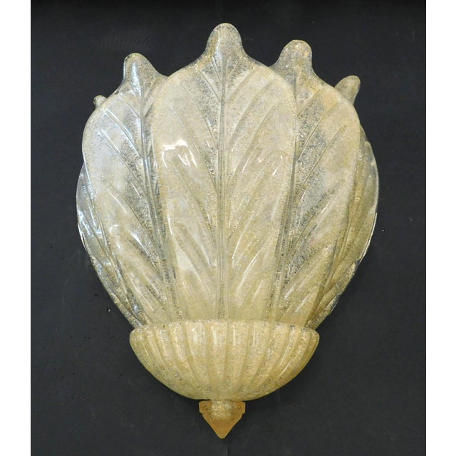 Italian 1960s Amber Murano Graniglia Leaves Sconces For Sale - Image 3 of 9