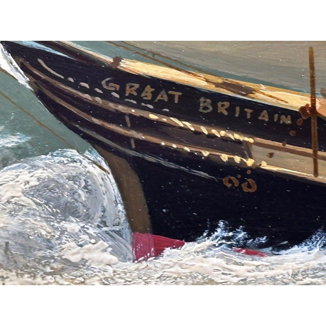 Nautical Ss Great Britain Steamship Large Gilt Framed Marine Oil on Panel Painting Signed Salvatore Colacicco For Sale - Image 12 of 18