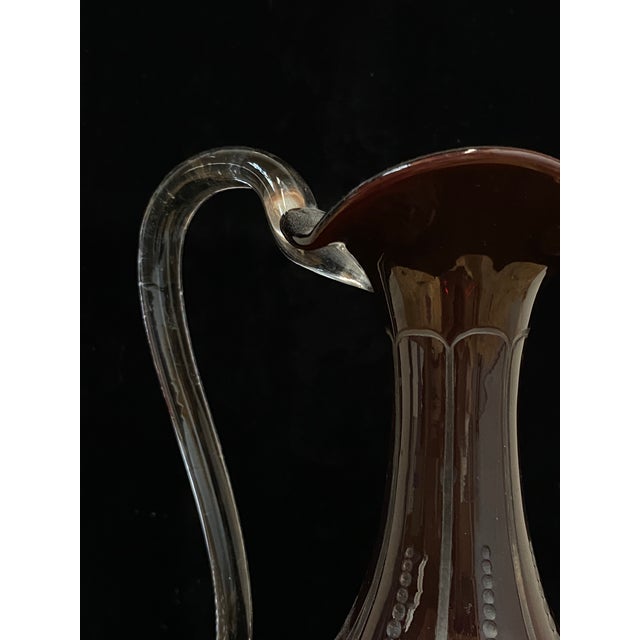 Glass Art Nouveau Bordeaux Red Crystal Decanter, 1910s For Sale - Image 7 of 12