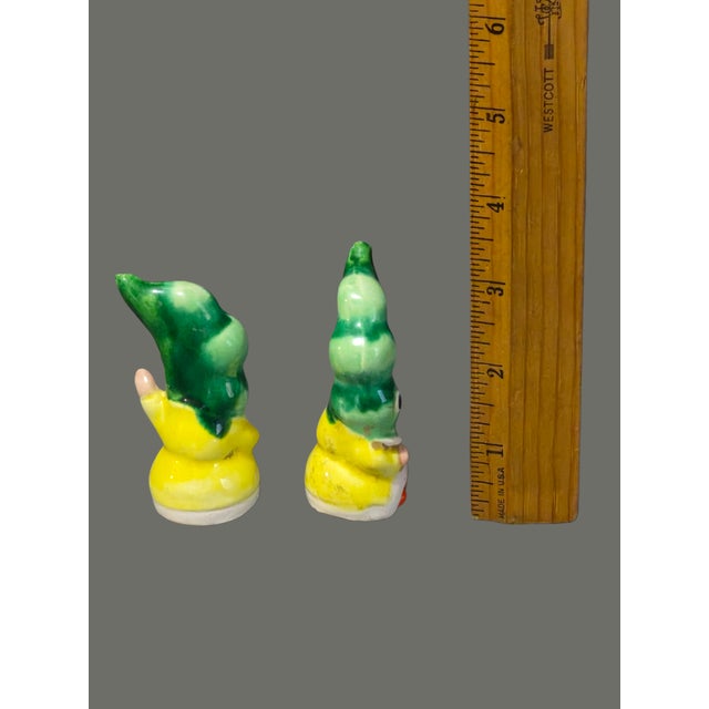 Contemporary Vintage Whimsical Japan Anthropomorphic Sweet Pea Pod Salt & Pepper Shakers For Sale - Image 3 of 6