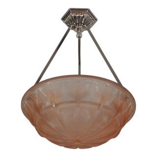 French Art Deco Pendant Light by Hettier Et Vincent & Muller Freres 1930 France For Sale