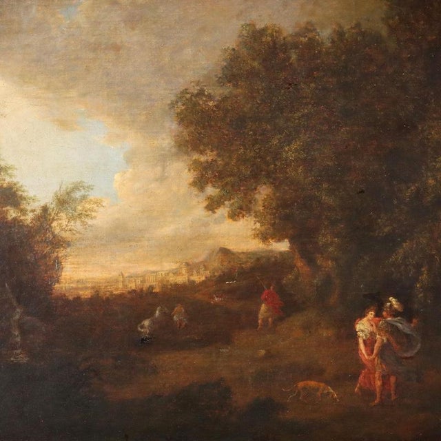 French School Artist, Landscape with Figures, Mid-18th Century, Oil Painting on Canvas, Framed For Sale - Image 3 of 11