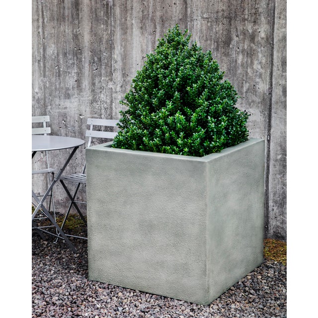 A cube planter made of Glass Fiber Reinforced Concrete (GFRC). Available in three sizes. This listing is for the planter...