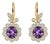 Art Nouveau Amethyst Flower and Leaf Drop Earrings, Silver, Gold, Pair For Sale