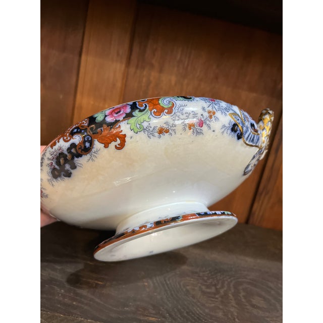 Antique Ridgway Imari Corey Hill Footed Tureen Round Bowl Staffordshire England For Sale - Image 9 of 10