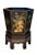 An octagonal wooden paint-decorated Chinoiserie jardiniere on pedestal featuring classic Chinese botanical motifs in gilt...