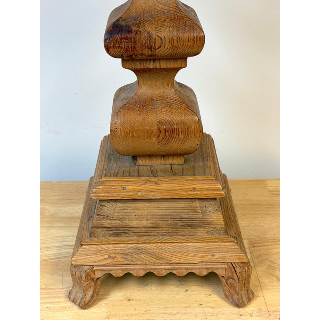 Neoclassical Mid 20th Century Monumental Tuscan Carved Pine Column Table Lamps, Rewired - a Pair For Sale - Image 3 of 14