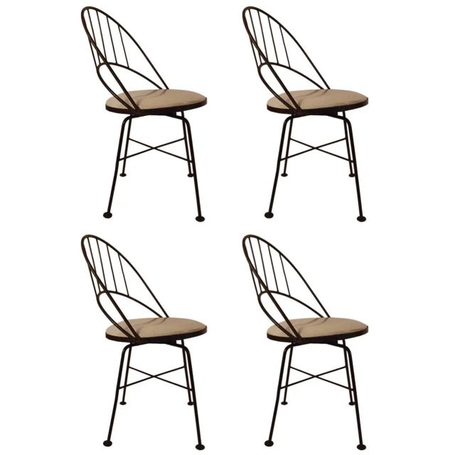 Set of Four Wrought Iron Swivel Chairs For Sale In New York - Image 6 of 6