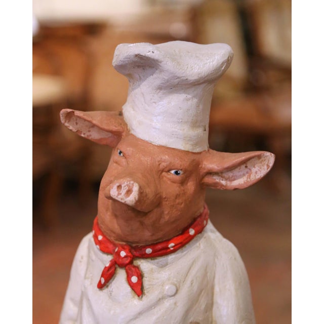 Mid-Century French Hand-Painted Composition Chef Figure For Sale - Image 4 of 9