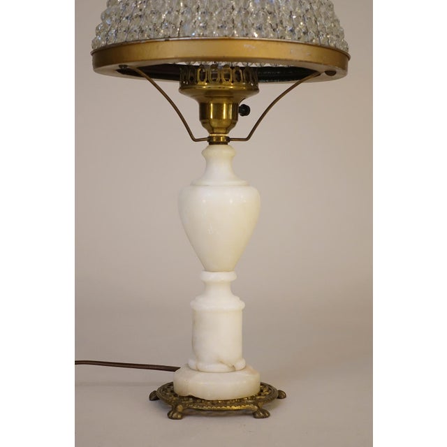 1920s Victorian Hurricane Urchin Glass Ball Dome Shade Brass Marble Table Lamp 1920's For Sale - Image 5 of 12