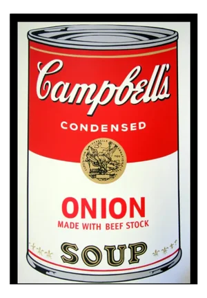 Sunday B. Morning after Andy Warhol, Campbells Onion Soup, Silkscreen Print, Framed