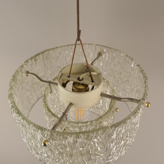 Mid-Century Modern Mid-Century Ceiling Lamp in Ice Glass by Jt Kalmar, Austria, 1960s For Sale - Image 3 of 8