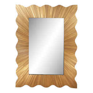 Wave Mirror in Straw Marquetry in the Style of Jean Michel Frank