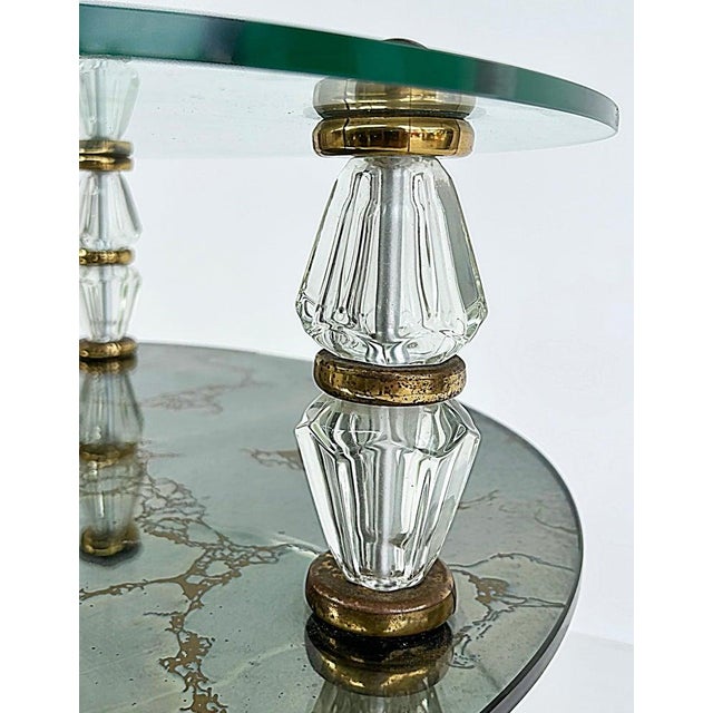 Metal Hollywood Regency Brass, Eglomise Mirrored Side Table 1950s, 2 Tiered For Sale - Image 7 of 7