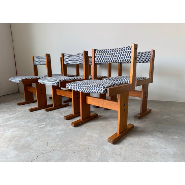A rare and distinctive set of six Mid-Century Modern dining chairs designed by Paul H. Poulsen for Gangso Møbler, Denmark,...