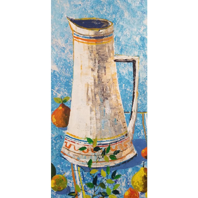 Vintage Abstract Signed Still Life Colorful Oil on Canvas Painting For Sale - Image 4 of 12