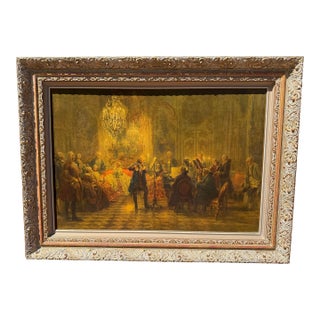 1950s Framed Lithograph on Board of Adolph Von Menzel’s “Flute Concert of Frederick the Great at Sanssouci” For Sale