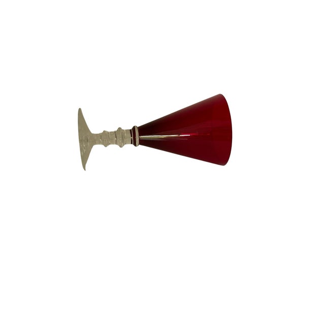 1990s Vintage William Yeoward Scarlet Crystal Water Goblet For Sale - Image 5 of 5