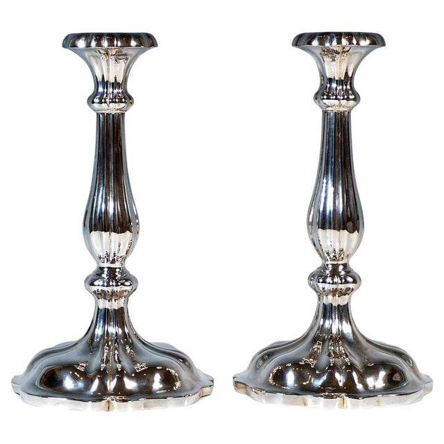 Antiqua Vienna Biedermeier Silver Candleholders from Thomas Scheidl, 1864, Set of 2 For Sale - Image 6 of 6
