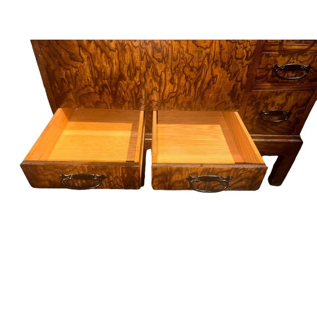 Wood Antique Burled Wood Copper Lined Japanese Hibachi Cabinet For Sale - Image 7 of 11