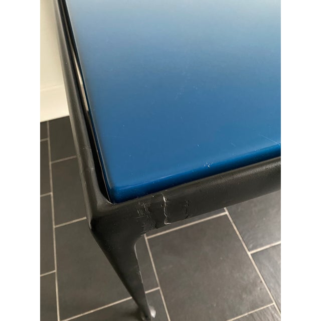 1960s Vintage Modern Black and Blue Metal Outdoor Dining Table by Richard Schultz for Knoll For Sale - Image 5 of 10