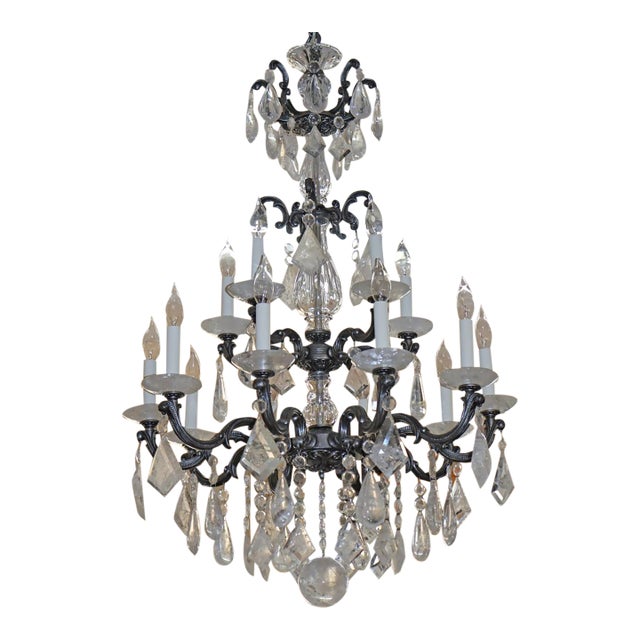 Schonbek 5410 Silver La Scala 15 Light Rock Crystal Chandelier 40 X 28 X 28 For Sale