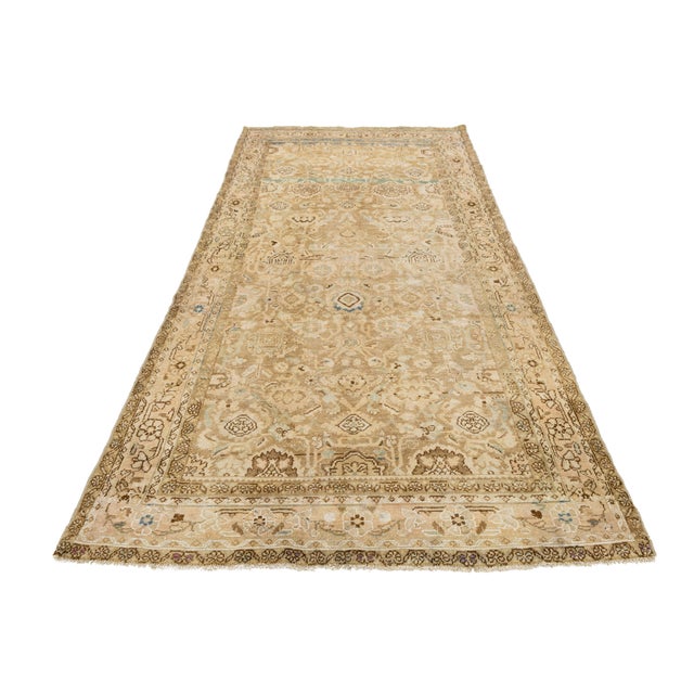 Textile Vintage Hand-Knot Neutral Oushak Area Rug With Soft Sky Blue Accents For Sale - Image 7 of 9