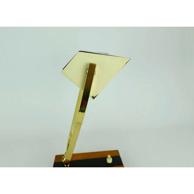 Metal, Brass & Teak Desk Lamp from Kaiser Leuchten, 1960s For Sale - Image 9 of 12