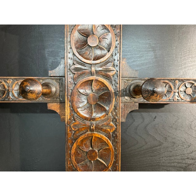 Carved Oak Hallstand, 1870 For Sale - Image 9 of 11