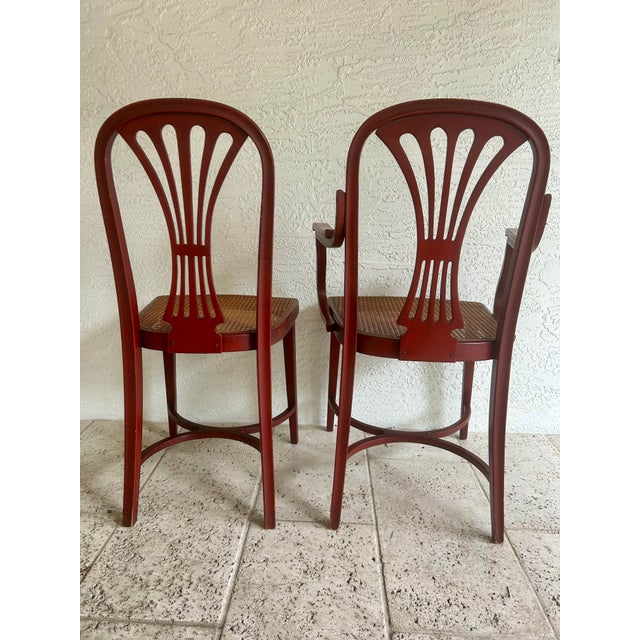 Late 19th Century Antique Jacob & Josef Kohn Wien Hand Painted Cane Seated Sette & Chairs 59-362c For Sale In Miami - Image 6 of 17