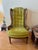 1960 Caned Wingback Armchairs in Green Crushed Velvet Pair of 2 For Sale - Image 12 of 12