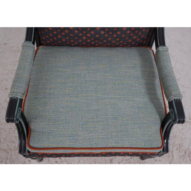 Pair French Louis XVI Upholstered Armchairs For Sale - Image 10 of 12