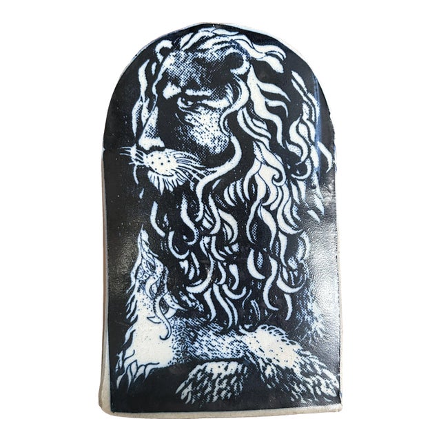 Late 20th Century Vintage Jon Carlos Lopez Pottery Glazed Wine Bottle Holder Lion Head For Sale