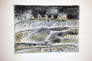 Barns - Original Lithograph by Orfeo Tamburi - 1970s 1970s
