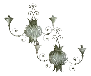 1950s Hollywood Regency Iron and Tole Candle Sconce - a Pair