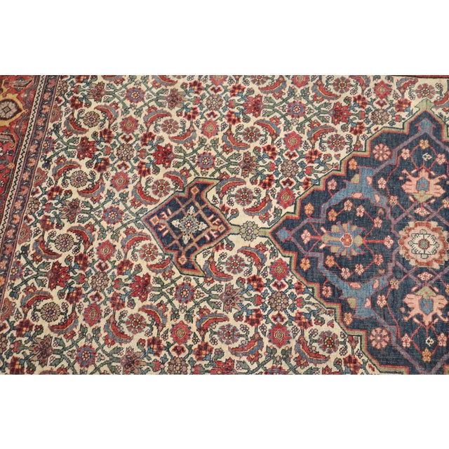 Red Early 20th Century Ivory Field Persian Bidjar Rug - 4'7" x 7'7" For Sale - Image 8 of 12