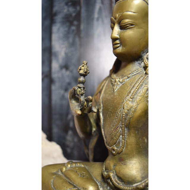 16.75" Tibetan Vajrasattva Bronze Buddha Statuary For Sale - Image 12 of 18