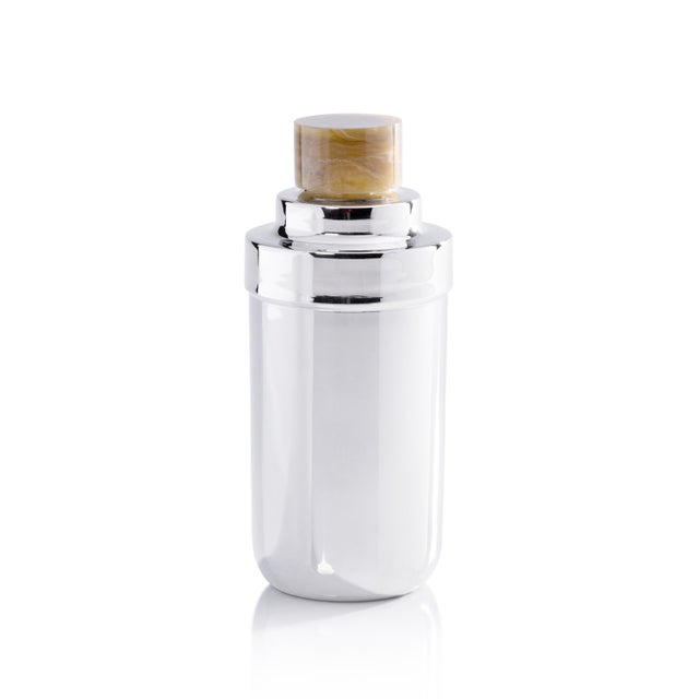 Spiga Stainless Steel Cocktail Shaker, Nickel with Amber Accent For Sale - Image 4 of 4