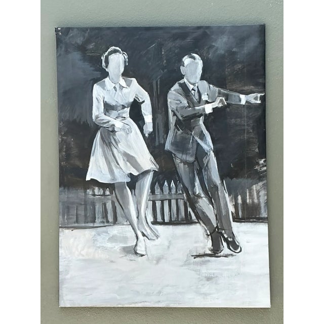 Black Vintage Black and White Dance Portrait on Canvas For Sale - Image 8 of 12