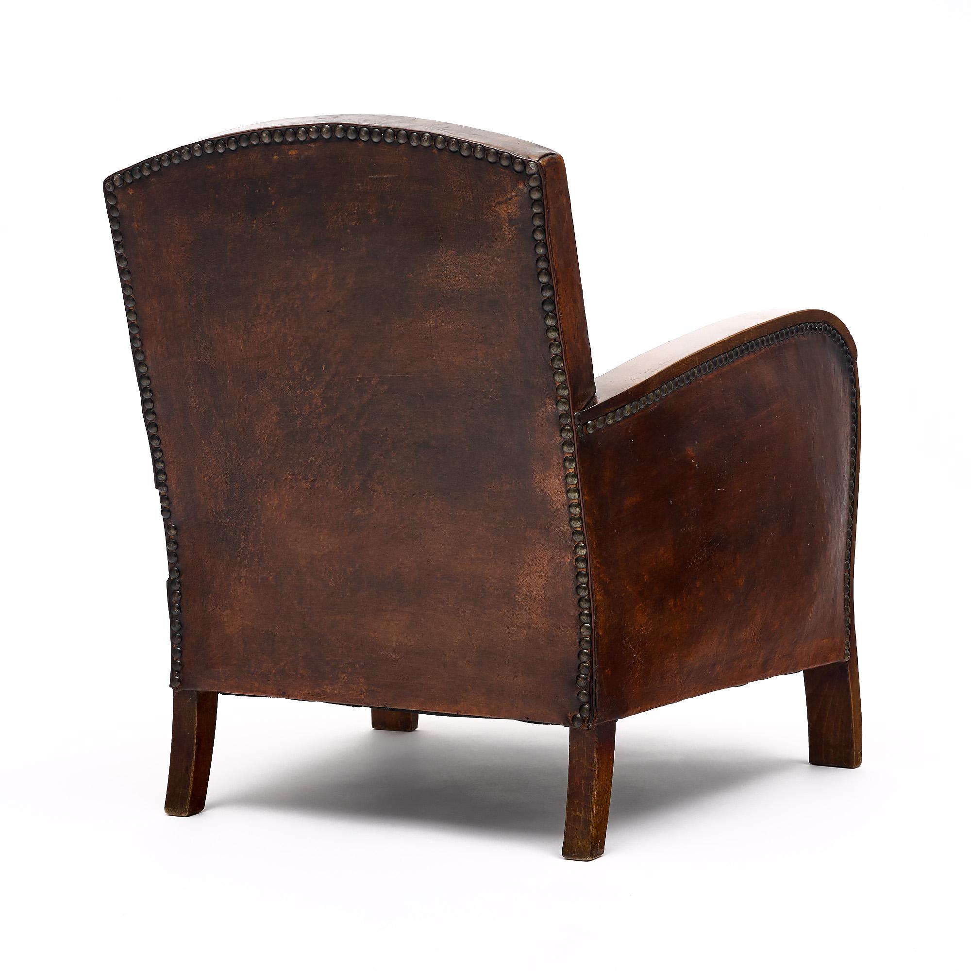 Vintage French Club Chair フレンチクラブチェア レザー French Vintage Leather Club Chair | Chairish