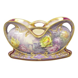 Antique Franz Anton Mehlem Royal Bonn Germany Art Nouveau Purple Jardinière Vase For Sale