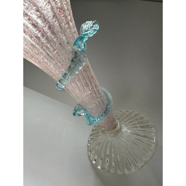 Pink Venetian Pink Murano Overshot Glass Epergne Vase For Sale - Image 8 of 8
