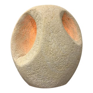 French Modernist Carved Stone Lamp For Sale