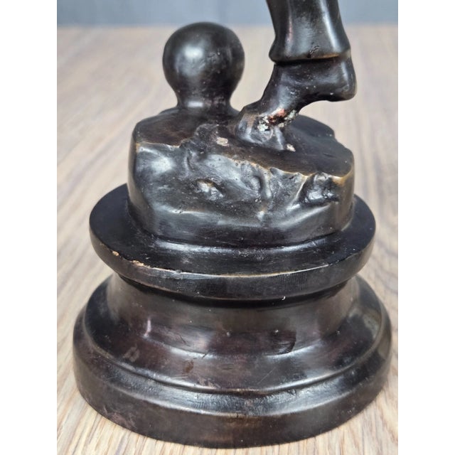 11.5" Maitland Smith Bronze Statue Boy Kicking Ball For Sale - Image 6 of 8