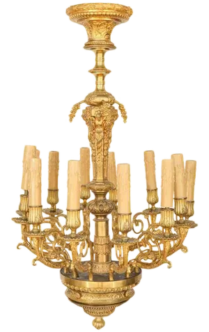 19th C. French Dore Bronze Chandelier