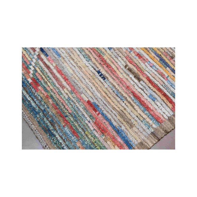 Modern Multicolor Handknotted Wool Rug For Sale In Los Angeles - Image 6 of 9