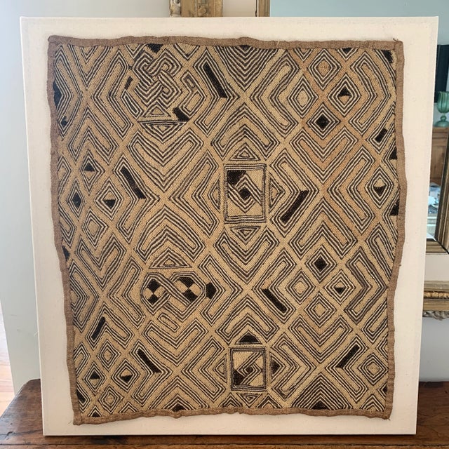 Mounted African Kuba Cloth Textile. Mounted on board wrapped in muslin.