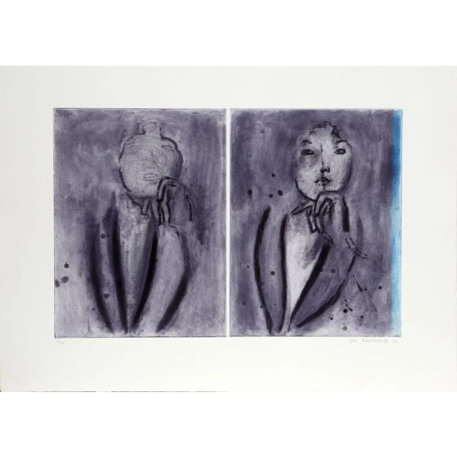 Artist: Jan Rauchwerger, Turkmen/Israeli (1942 - ). Title: Memories in Blue. Year: 2002. Medium: Etching, signed and...
