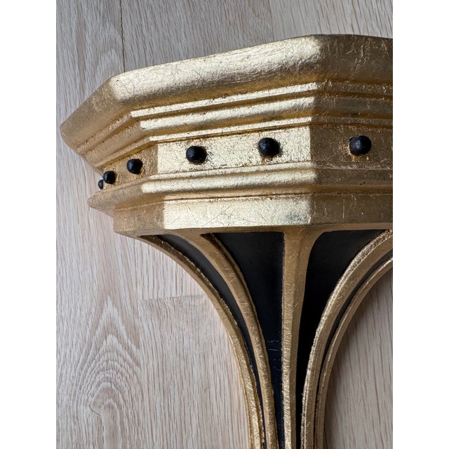 Pair of Large Vintage Gilt & Ebonized Wood Wall Brackets For Sale In Chicago - Image 6 of 9